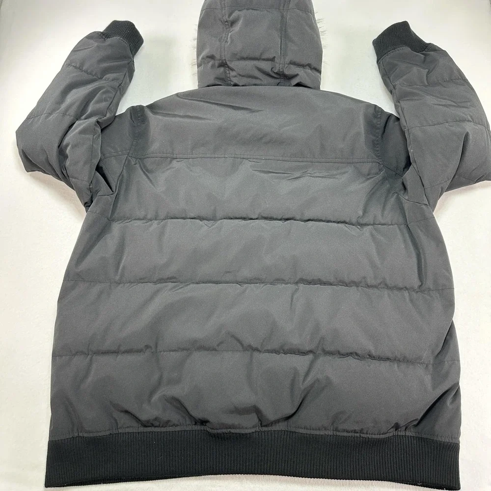 Levi's Jacket Mens 2XL Black Puffer Faux Fur Hood Button Front Winter Warm Prep